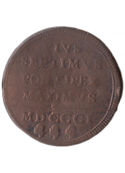 1801 - PIO VII 1 Baiocco Rame MB+